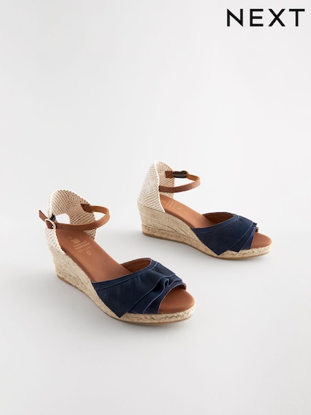 Navy Forever Comfort® Leather Frill Wedges (Q80365) | €17