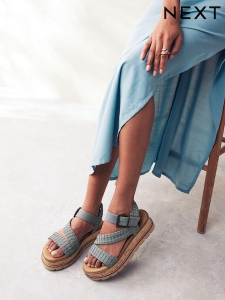 Blue Forever Comfort® Leather Cork Flatform Sandals (Q80395) | AED97