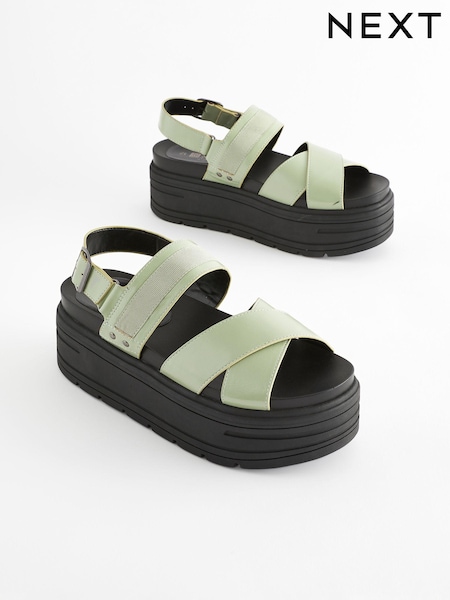 Sage Green Regular/Wide Fit Chunky Wedge Sandals (Q80411) | €11