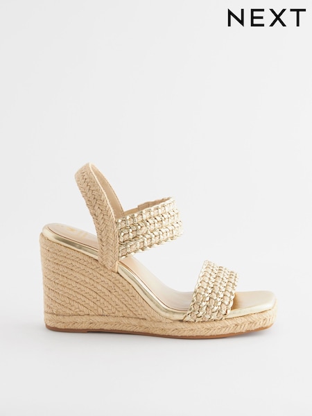 Gold Forever Comfort® Square Toe Weave Wedges (Q80414) | $54