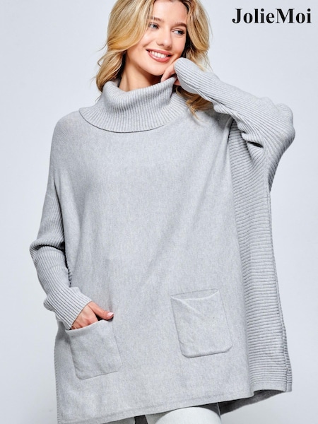Jolie Moi Roll Neck Pocket Front Knit Jumper (Q80539) | € 4