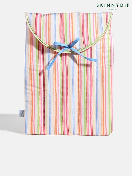 Pink - Skinnydip Colourful Stripe Quilted Laptop Bow Sleeve 14" Bag