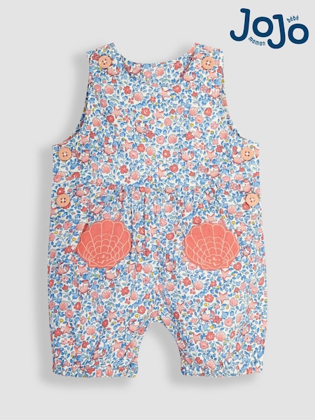 JoJo Maman Bébé Blue Seashell Appliqué Pocket Ditsy Floral Dungarees (Q80669) | €40