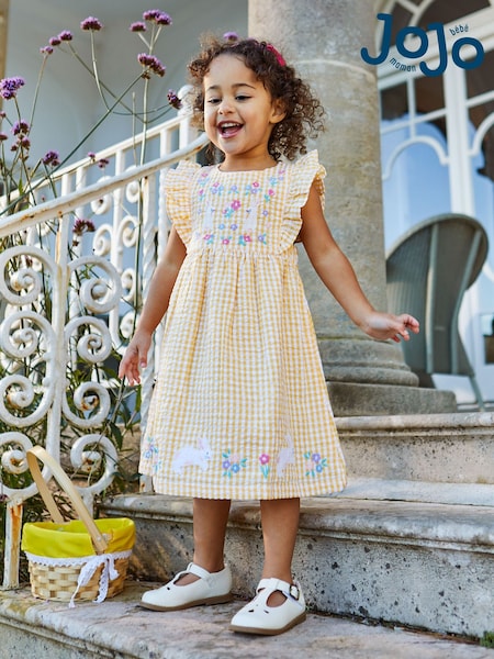 Gelb/Häschen/Kariert - Jojo Maman Bébé Hübsches Sommerkleid mit Applikation (Q80671) | 40 €