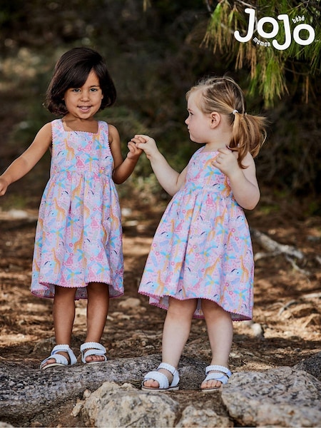 JoJo Maman Bébé Pink Safari Animals Cross Back Dress (Q80676) | € 37