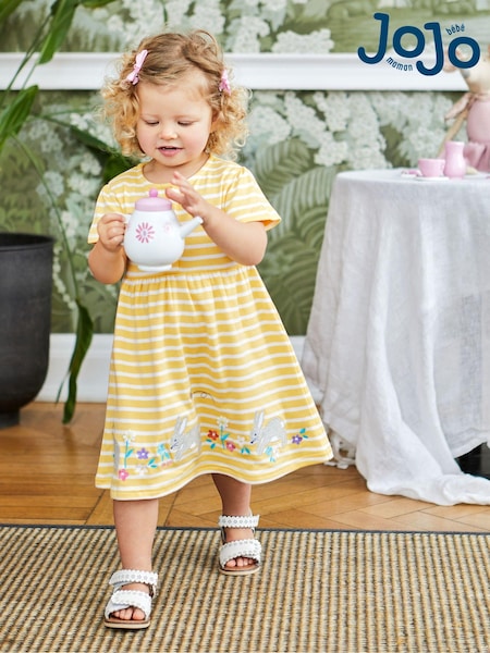 JoJo Maman Bébé Appliqué Button Front Jersey Dress (Q80700) | 137 LEI