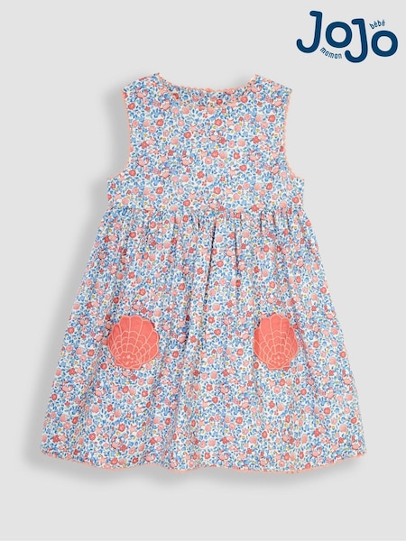 JoJo Maman Bébé Blue Seaside Ditsy Floral Novelty Pocket Dress (Q80712) | €40