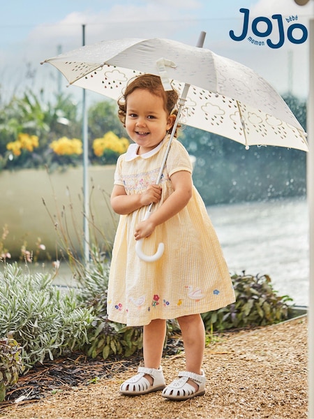 JoJo Maman Bébé Yellow Duck Embroidered Smocked Dress (Q80769) | 146 QAR