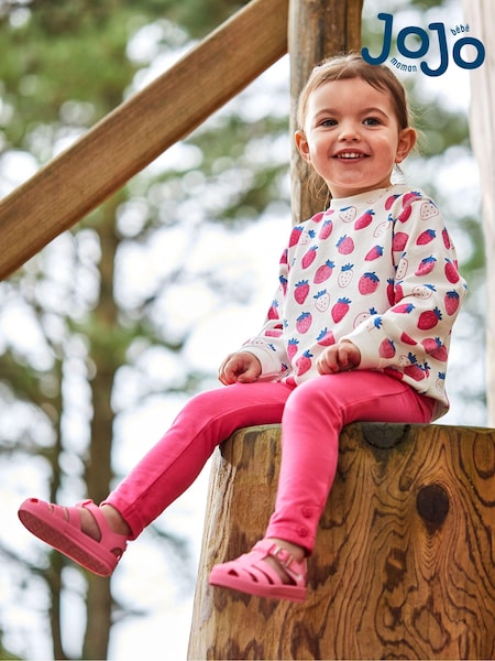 JoJo Maman Bébé Pink Strawberry Print Jersey Sweatshirt (Q80770) | €38