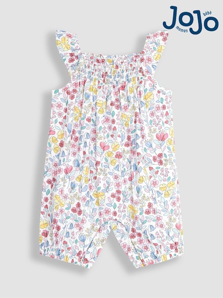 JoJo Maman Bébé Pink Meadow Floral Sunsuit (Q80771) | €37