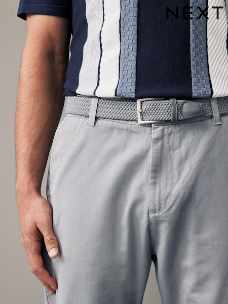 Light Grey Belted Linen Blend Trousers (Q80792) | €7