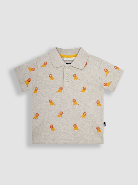 JoJo Maman Bébé Natural Lion Short Sleeve Embroidered Polo Shirt (Q80879) | €30