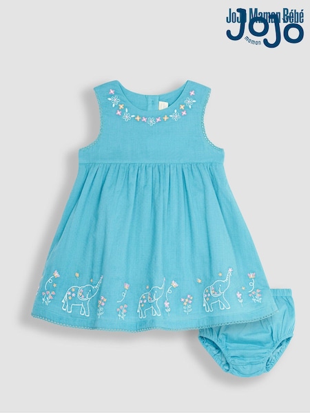 Enteneiblau/Tiere - Jojo Maman Bébé Babykleid mit Stickerei (Q80884) | 43 €