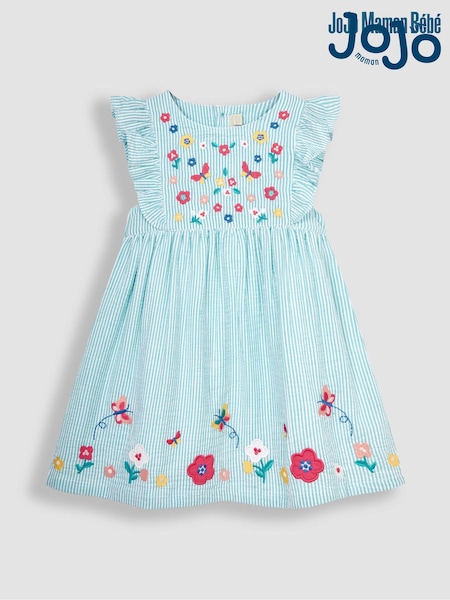 JoJo Maman Bébé Duck Egg Blue Butterfly Appliqué Pretty Summer Dress (Q80885) | € 40