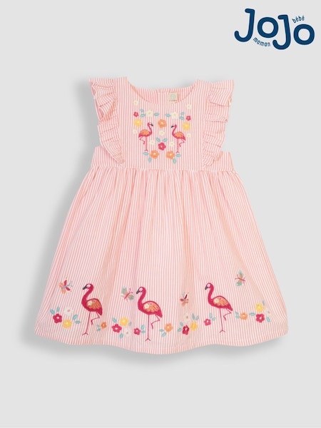 JoJo Maman Bébé Orange Flamingo Appliqué Pretty Summer Dress (Q80890) | €40