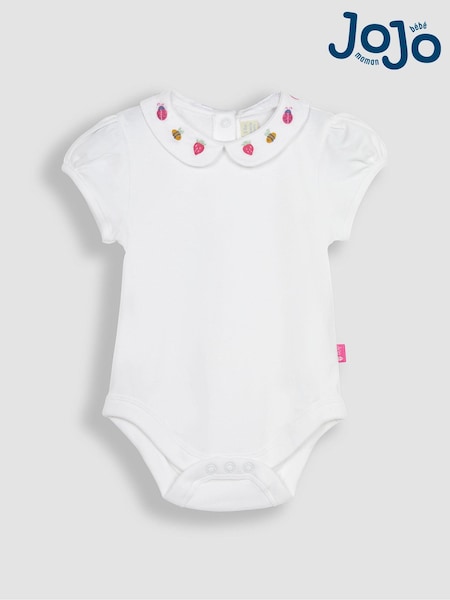 Weiß mit Bienenmotiv - JoJo Maman Bébé Bestickter Body mit Kragen (Q80901) | 21 €