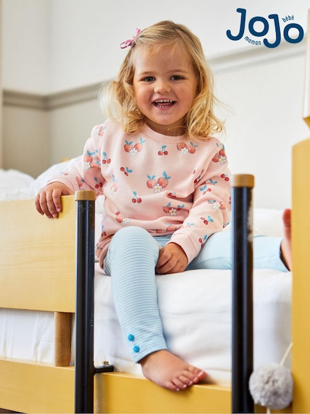Korallenpink mit Pfirsich- und Kirschmotiven - JoJo Maman Bébé Bedrucktes Jersey Sweatshirt (Q80921) | 38 €