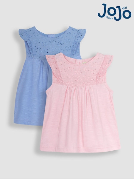 JoJo Maman Bébé 2-Pack Pretty Embroidered Tops (Q80925) | € 26