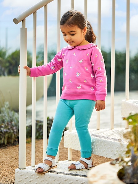 Himbeer-Rosa, Ente - JoJo Maman Bébé Besticktes Sweatshirt aus Jersey mit Kragen (Q80934) | 40 €