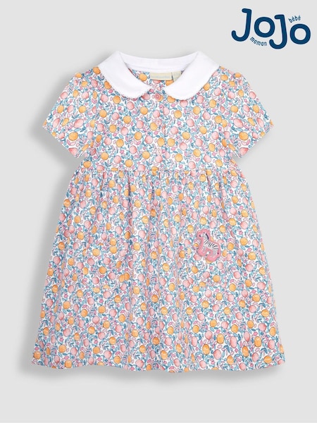 JoJo Maman Bébé Pink Apple & Peach Floral Peter Pan Pet In Pocket Jersey Dress (Q80943) | €39