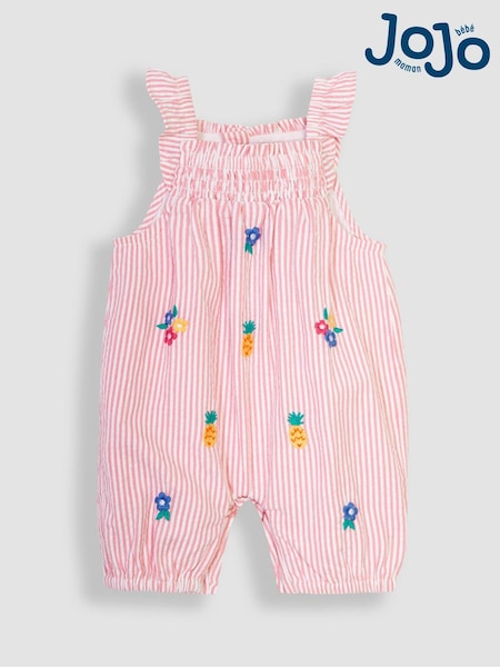 JoJo Maman Bébé Embroidered Seersucker Sunsuit (Q80949) | €39