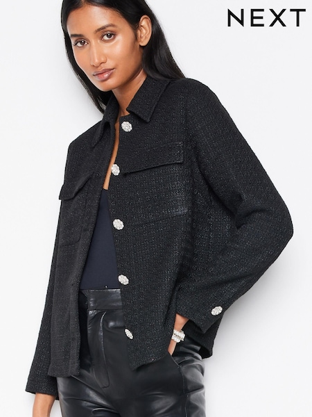 Black Boucle Shacket (Q80995) | €25