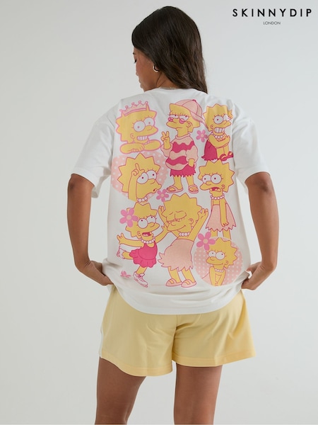 White - Skinnydip The Simpsons Pink Lisa T-shirt