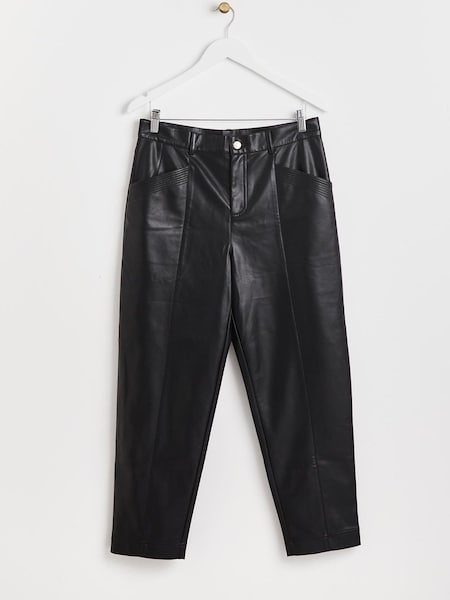 Oliver Bonas Black Faux Fur Leather Tapered Leg Trousers (Q81043) | €41.50