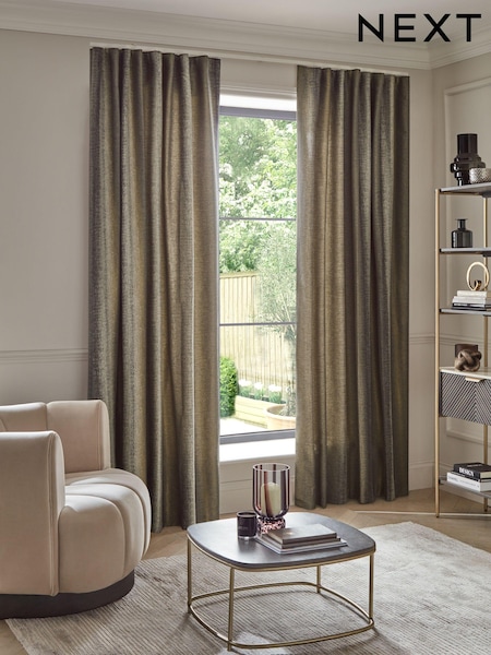 Black/Bronze Gold Metallic Stripe Wave Header Lined Curtains (Q81167) | €99 - €161