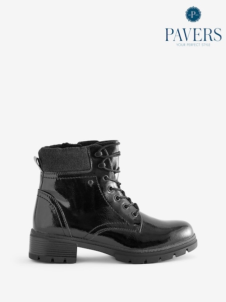 Pavers Lace-Up Black Ankle Boots (Q81186) | AED160