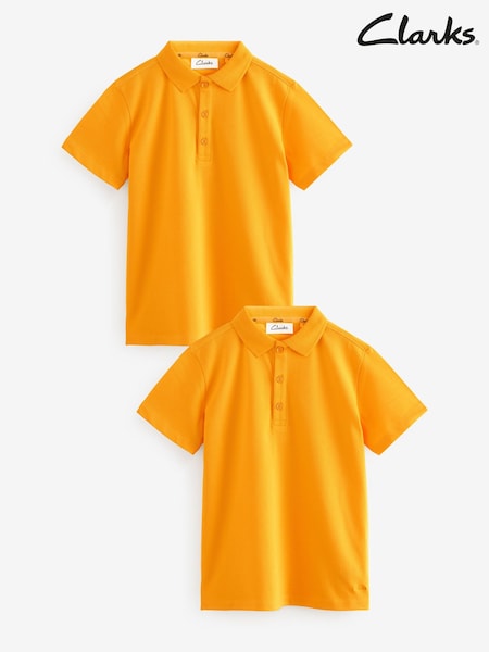 Amarillo - Clarks Boys Short Sleeve School Polo Shirts 2 Pack (Q81195) | 17 € - 23 €