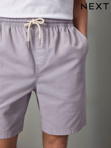Сиренево-фиолетовый - Washed Cotton Elasticated Waist Shorts (Q81210) | €4