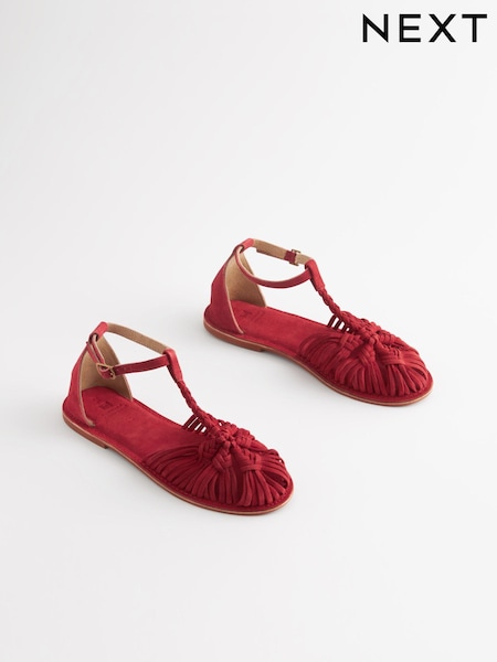 Red Forever Comfort® Leather T-Bar Huarache Shoes (Q81230) | €23