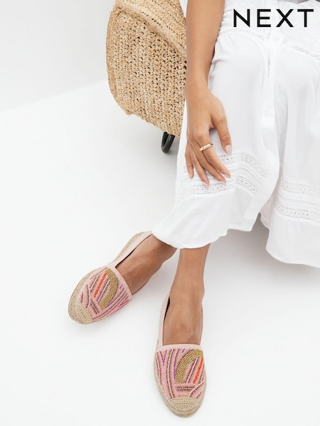 Pink Forever Comfort® Beaded Espadrilles (Q81232) | €23