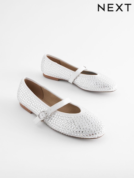 White Forever Comfort® Jewel Mary Jane Shoes (Q81273) | €7