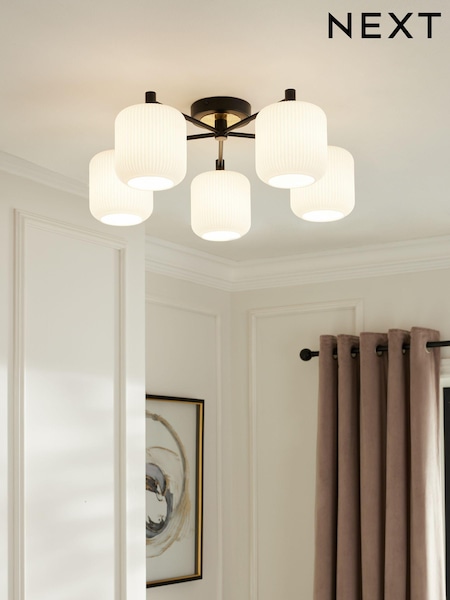 Black Ryker 5 Light Flush Ceiling Light Fitting (Q81343) | €159