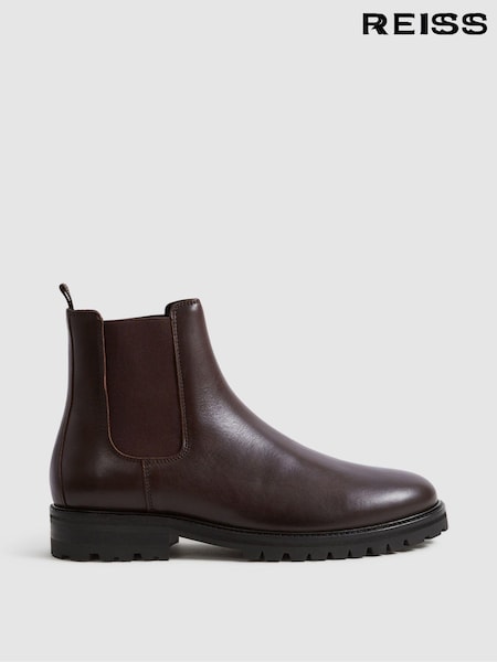 Reiss Chocolate Chiltern Leather Chelsea Boots (Q81369) | $363
