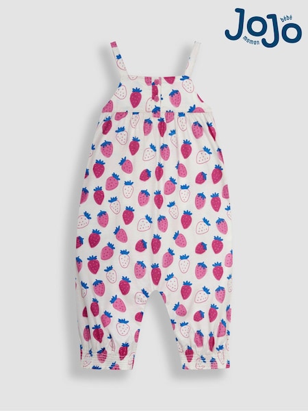 JoJo Maman Bébé Pink Strawberry Print Jumpsuit (Q81425) | €37