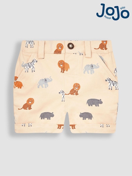 JoJo Maman Bébé Natural Safari Animals Safari Animal Heads Twill Shorts (Q81668) | R$ 180