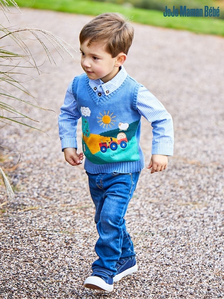 JoJo Maman Bébé Blue Farm Scene Tank Top (Q81672) | R$ 215