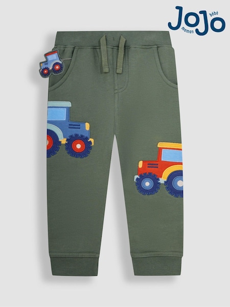 JoJo Maman Bébé Khaki Green Tractor Appliqué Pet in Pocket Joggers (Q81681) | €30
