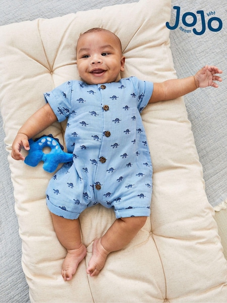 JoJo Maman Bébé Dinosaur Cheesecloth Button Front Romper (Q81693) | 37 €