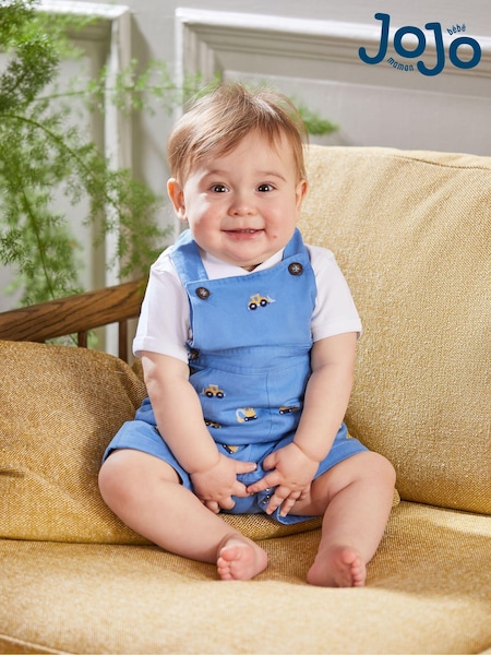 JoJo Maman Bébé Blue Digger Embroidered Dungarees (Q81695) | €44