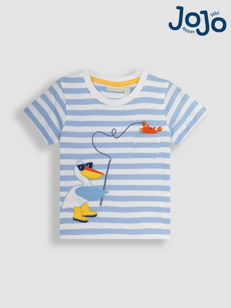 JoJo Maman Bébé Blue Pelican Appliqué Pocket T-Shirt (Q81699) | €26