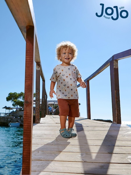 JoJo Maman Bébé Natural Safari Printed T-Shirt & Shorts Set (Q81706) | €40