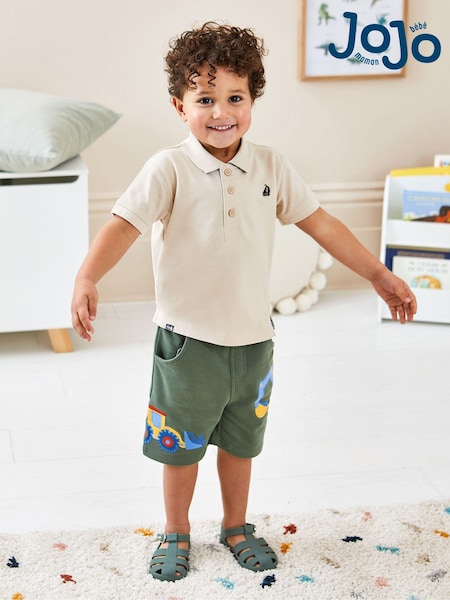 JoJo Maman Bébé Khaki Green Digger Appliqué Pet in Pocket Shorts (Q81707) | €28