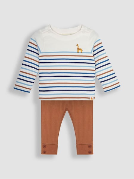 JoJo Maman Bébé Natural Breton Top & Rib Leggings Set (Q81723) | €45