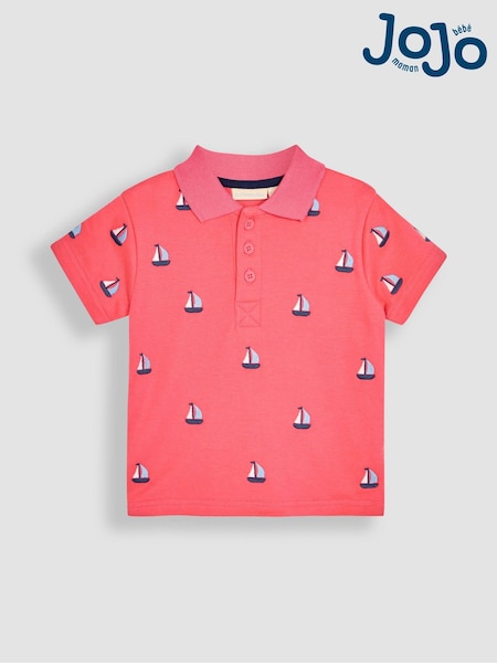 JoJo Maman Bébé Pink Sailboat Embroidered Polo Shirt (Q81754) | €30
