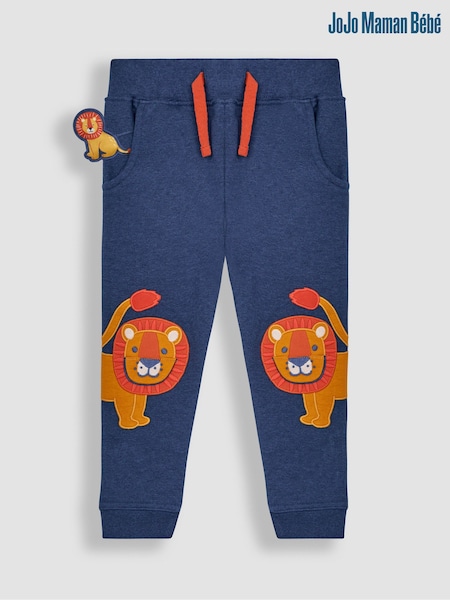 JoJo Maman Bébé Denim Blue Lion Appliqué Knee Joggers With Pet In Pocket (Q81763) | 1,144 UAH