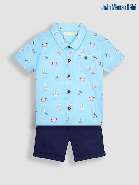 Blau Marine-Look - Jojo Maman Bébé Bedrucktes T-Shirt & Shorts im Set (Q81767) | 47 €
